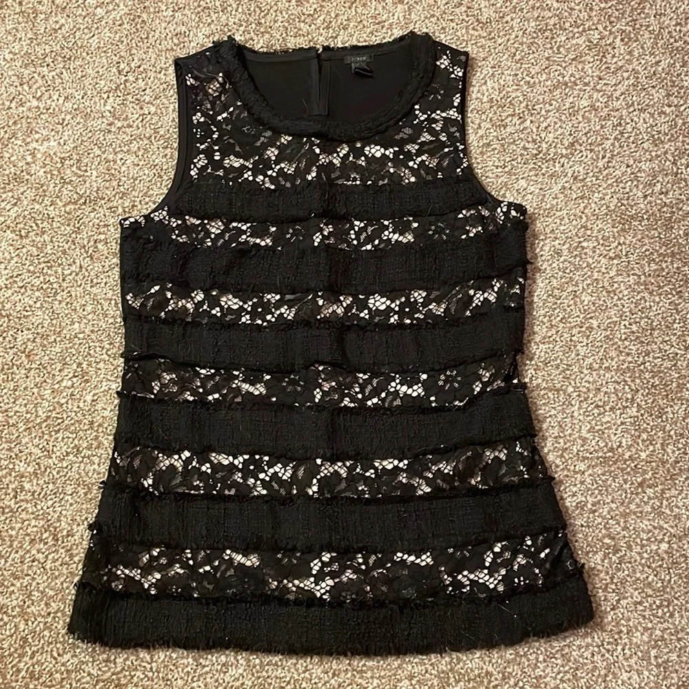 J.Crew Lace Striped Sleeveless Blouse